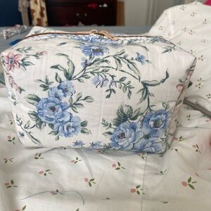 Floral Blue and Pink Cosmetic Bag